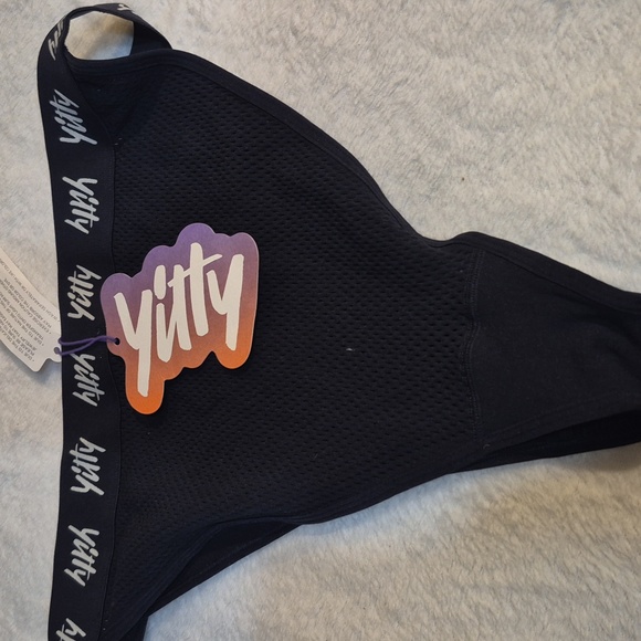 YITTY Other - YITTY Black Mesh Thong with Logo Waistband